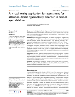 A Virtual Reality Application for Assessment for Attention Deficit