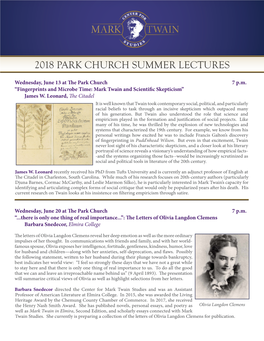 Park Church Summer Lectures