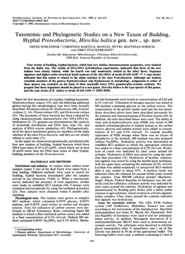 Hyphal Proteobacteria, Hirschia Baltica Gen. Nov. , Sp. Nov