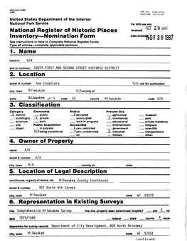 Nomination Form Date Ent 3 01987 See Instructions in How to Complete National Register Forms Type All Entries — Complete Applicable Sections 1