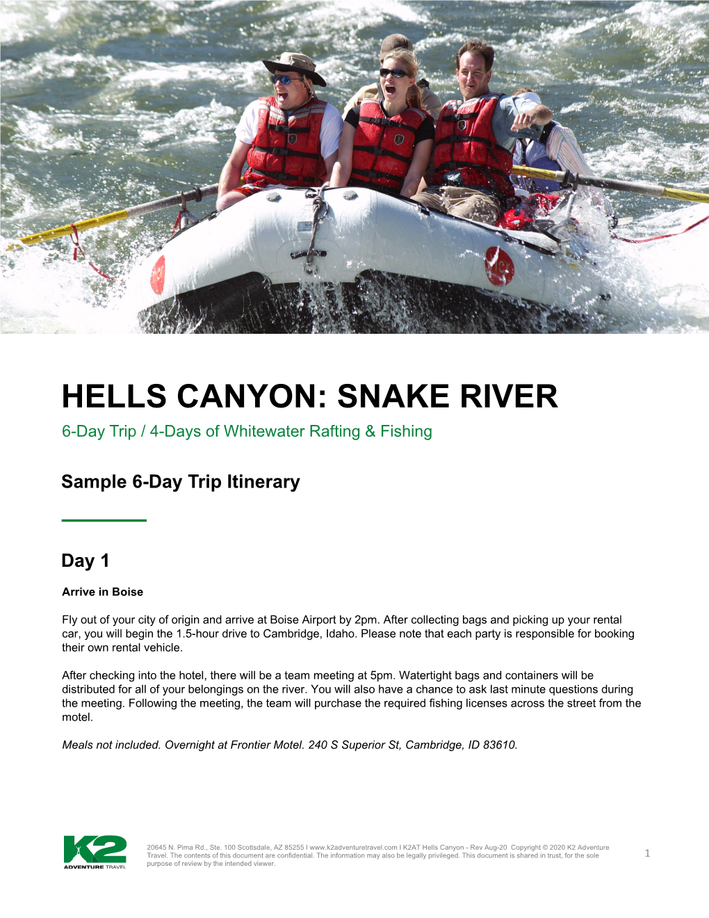 HELLS CANYON: SNAKE RIVER 6-Day Trip / 4-Days of Whitewater Rafting & Fishing