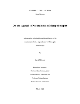 On the Appeal to Naturalness in Metaphilosophy