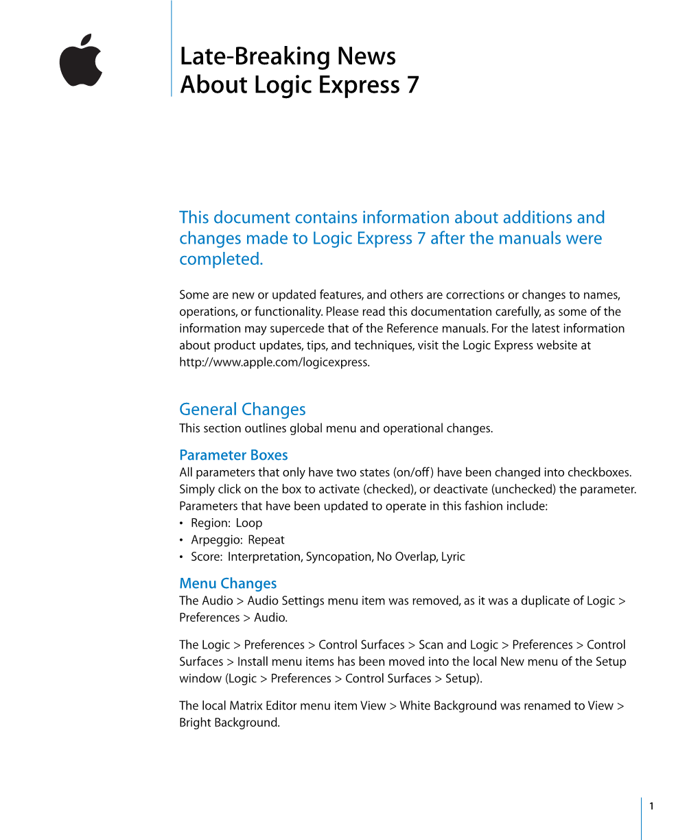 Late-Breaking News About Logic Express 7