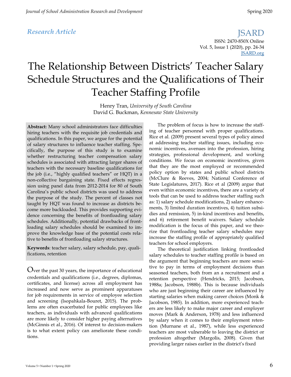 The Relationship Between Districts' Teacher Salary Schedule