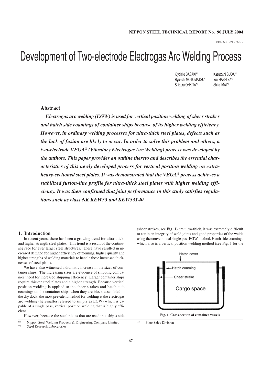 Development of Two-Electrode Electrogas Arc Welding Process