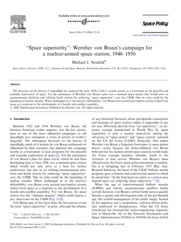 ''Space Superiority'': Wernher Von Braun's Campaign for a Nuclear