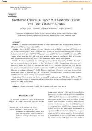 Ophthalmic Features in Prader-Willi Syndrome Patients with Type-2 Diabetes Mellitus