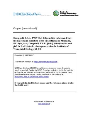 Campbell, RNB. 1987 Tail Deformities in Brown Trout from Acid And
