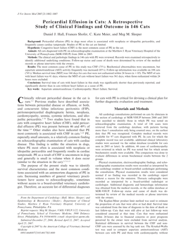 Pericardial Effusion in Cats: a Retrospective Study of Clinical Findings and Outcome in 146 Cats