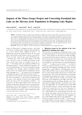 Impacts of the Three Gorges Project and Converting Farmland Into Lake on the Microtus Fortis Population in Dongting Lake Ｒegion