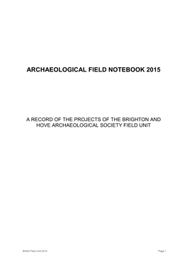 Archaeological Field Notebook 2015
