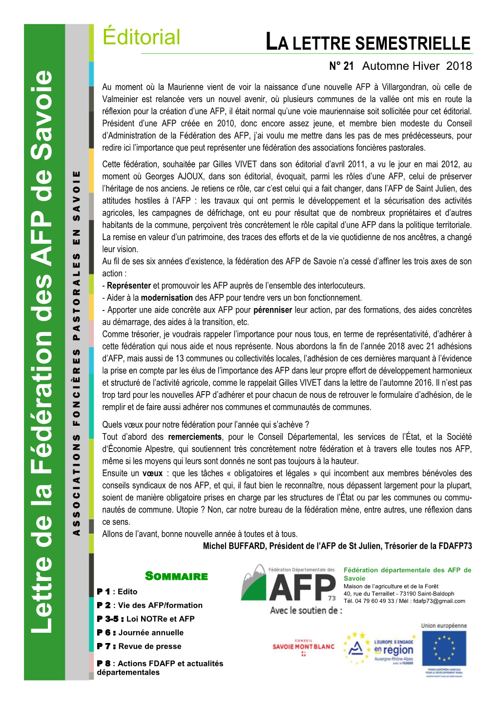 Lettre De La F Édération Des AFP De Savoie