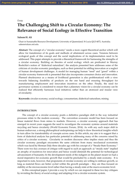 The Challenging Shift to a Circular Economy: the Relevance of Social Ecology in Effective Transition
