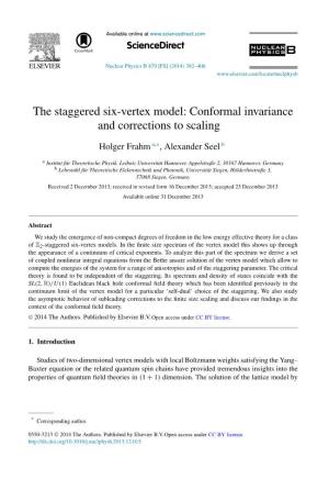 The Staggered Six-Vertex Model: Conformal Invariance and Corrections to Scaling