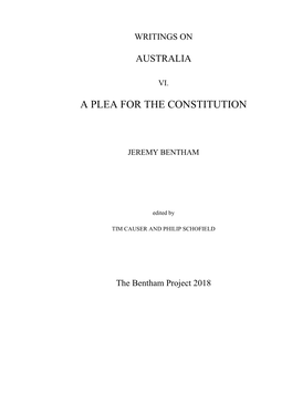 A Plea for the Constitution