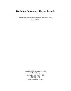 Rochester Community Players Records
