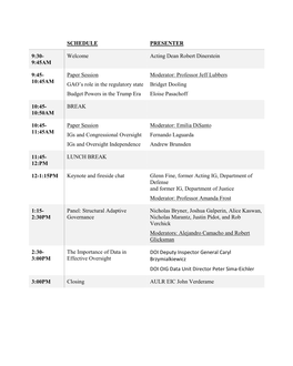 Event Agenda & Speaker Bios