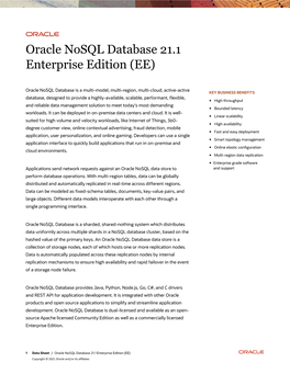 Oracle Nosql Database EE Data Sheet