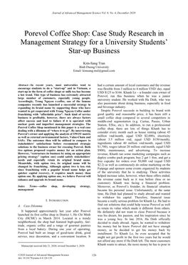 Porevol Coffee Shop: Case Study Research in Management Strategy for a University Students’ Star-Up Business