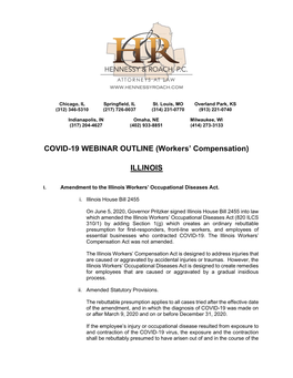 COVID-19 WEBINAR OUTLINE (Workers' Compensation) ILLINOIS
