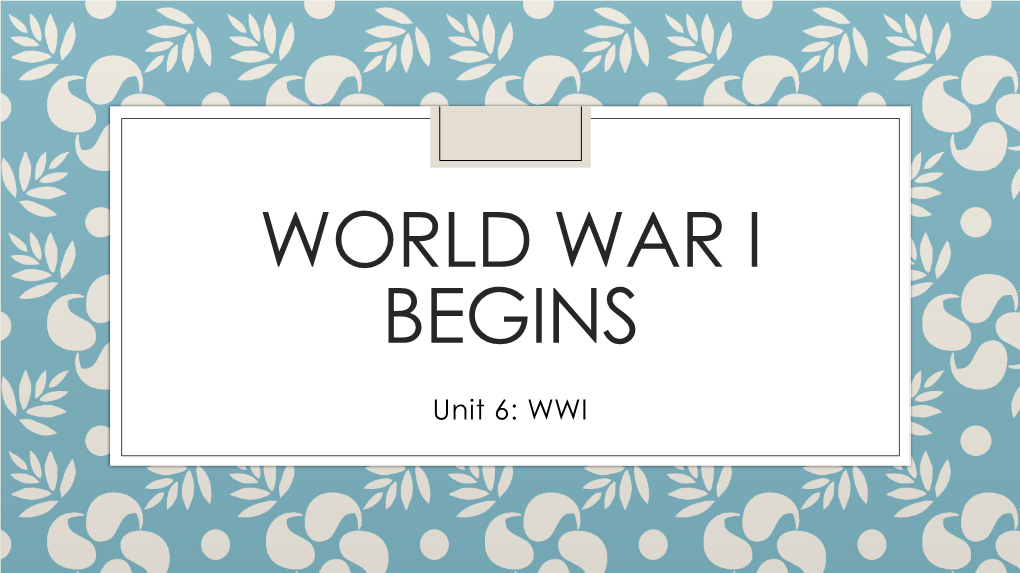 World War I Begins