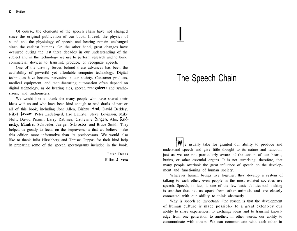 The Speech Chain Have Not Changed Since the Original Publication of Our Book