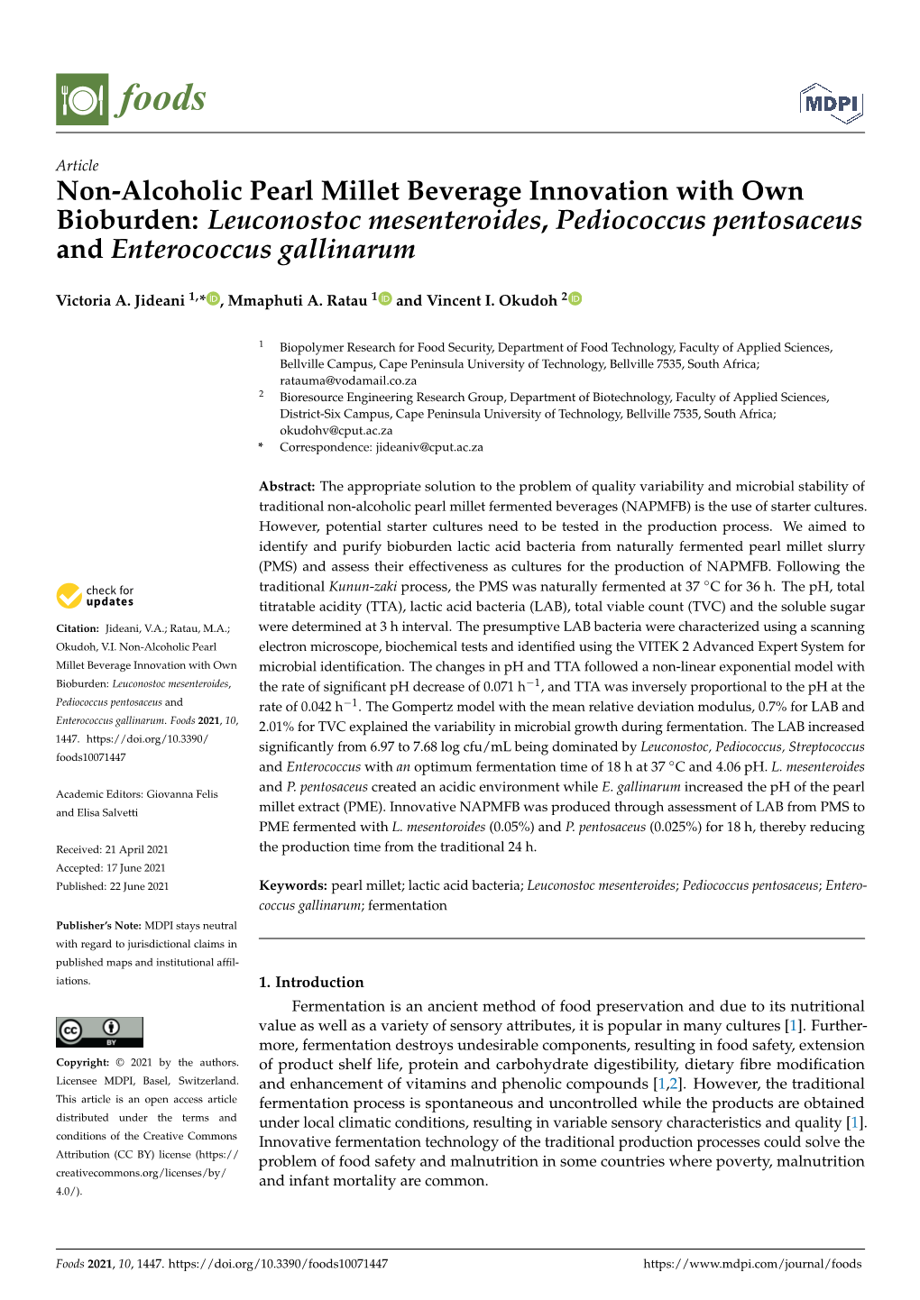 Leuconostoc Mesenteroides, Pediococcus Pentosaceus and Enterococcus Gallinarum