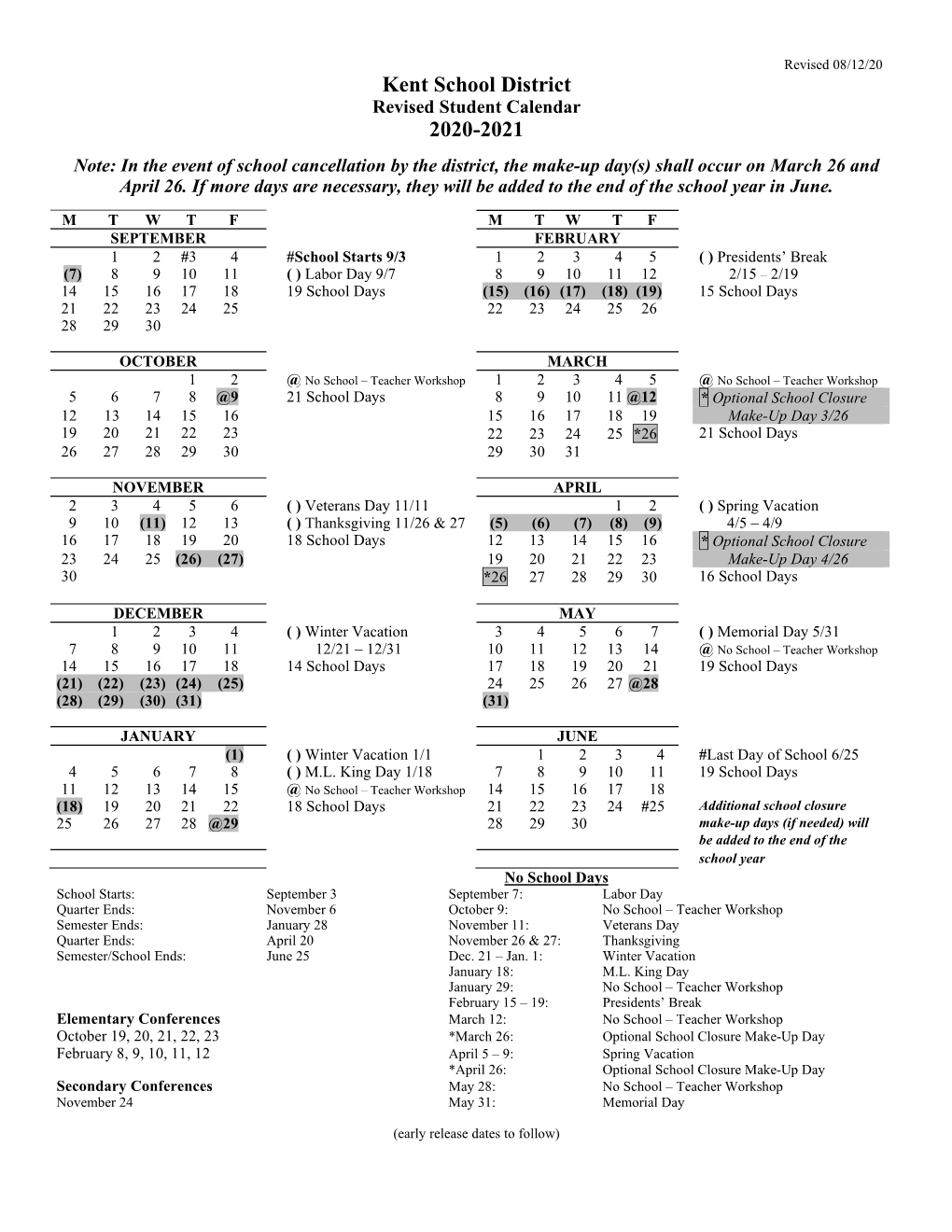 Calendar for 97-98