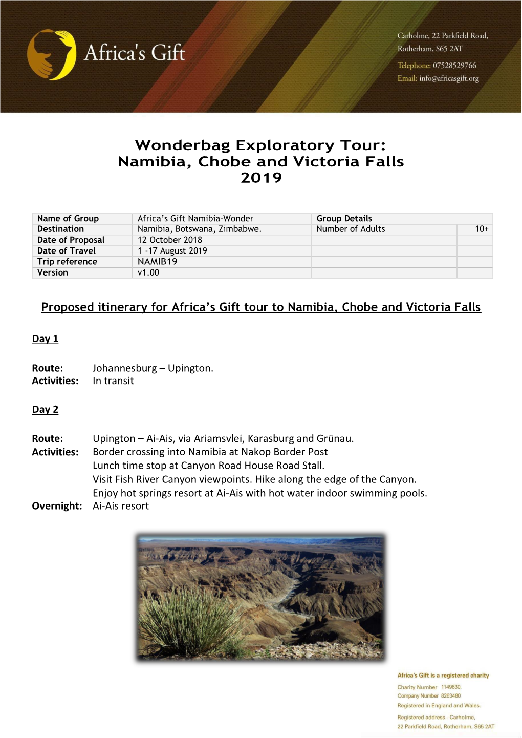 Namibia, Chobe and Victoria Falls 2019