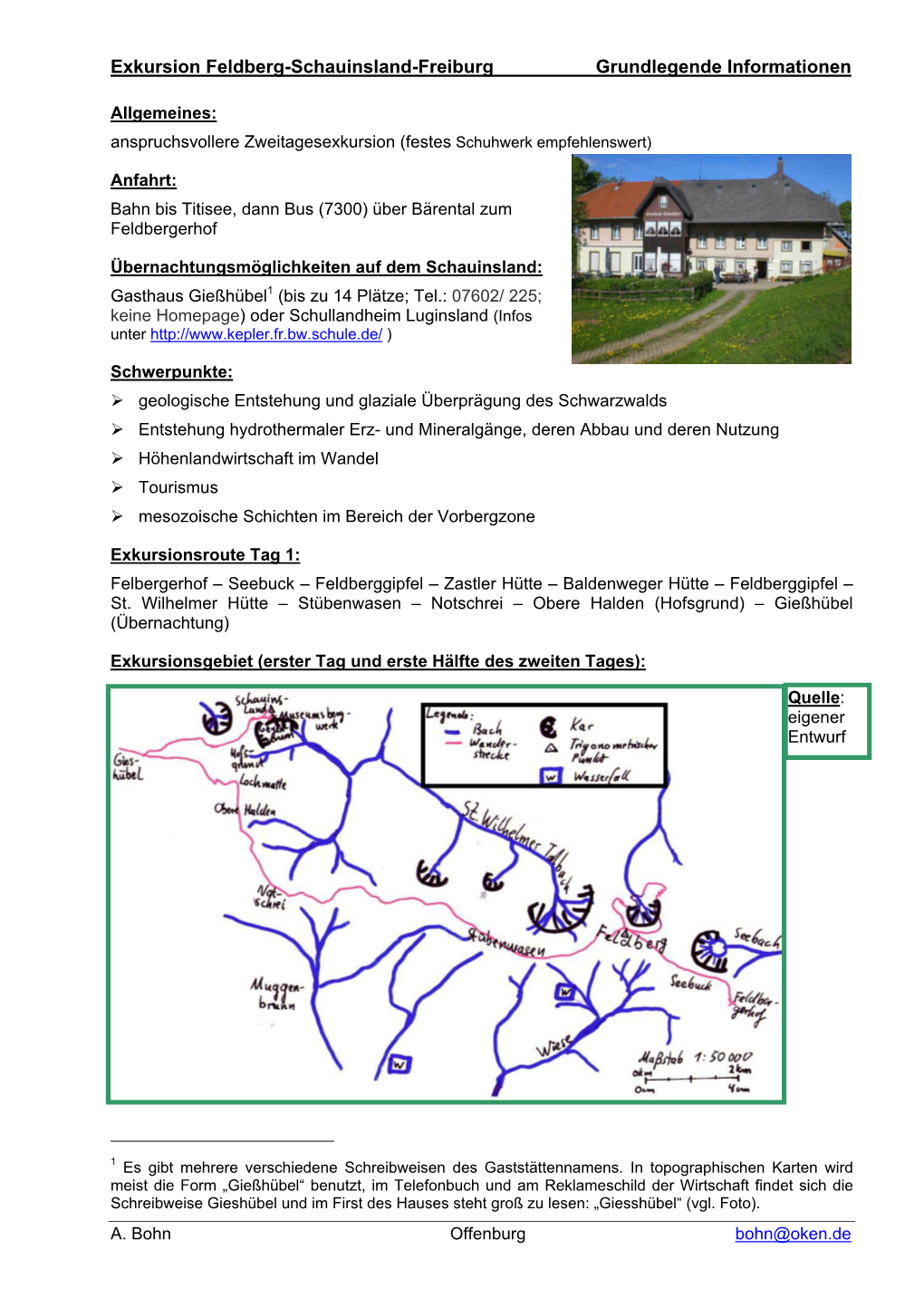 Exkursion Feldberg-Schauinsland-Freiburg Grundlegende Informationen