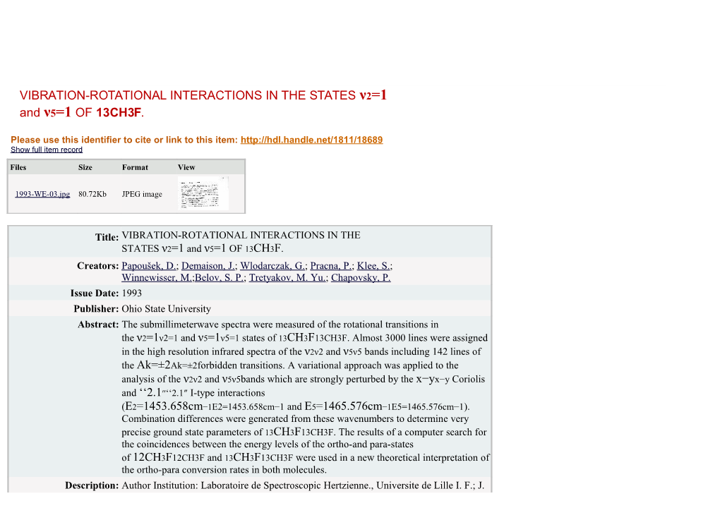 VIBRATION-ROTATIONAL INTERACTIONS in the STATES Ν2=1Ν2=1 and Ν5=1Ν5=1 of 13CH3F13CH3F