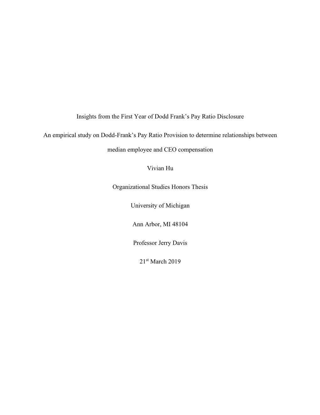 Insights from the First Year of Dodd Frank's Pay Ratio Disclosure