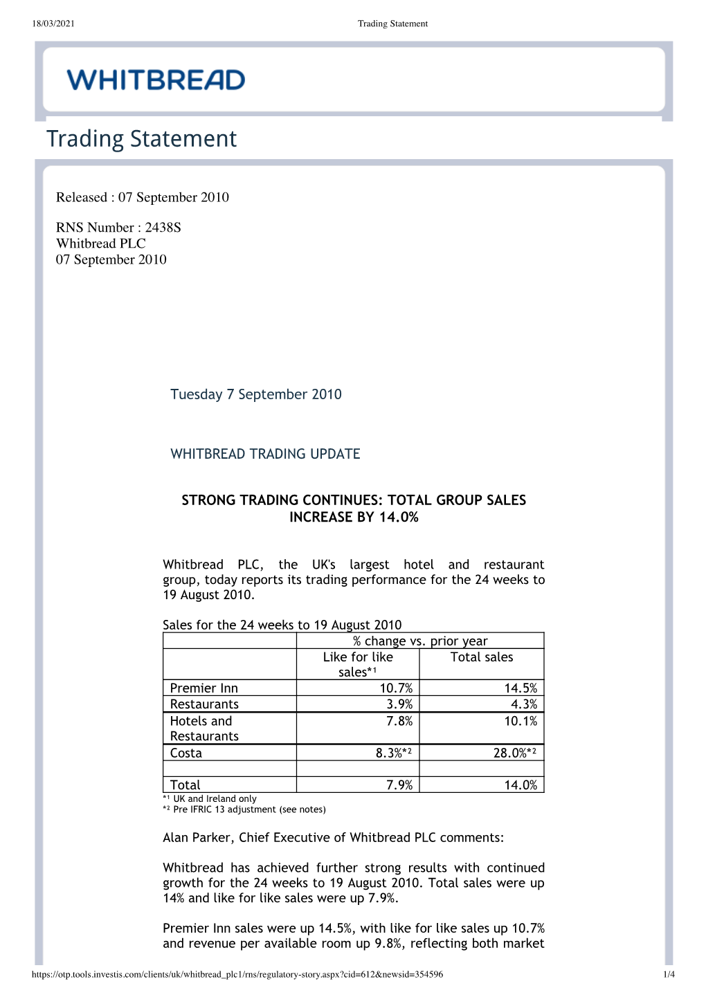 Trading Statement