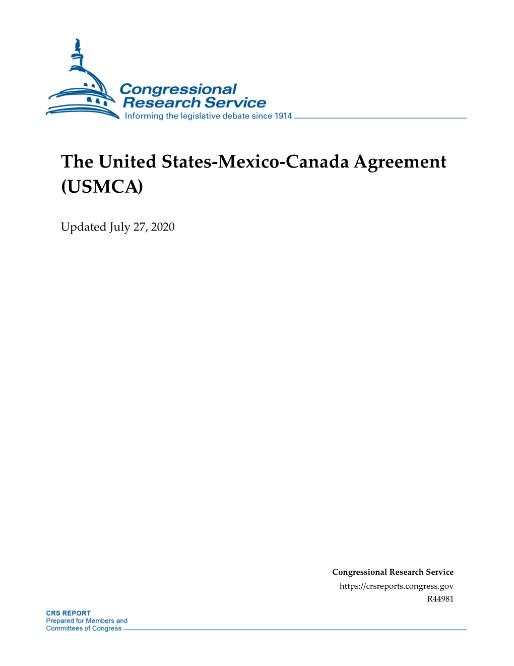 The United States-Mexico-Canada Agreement (USMCA)
