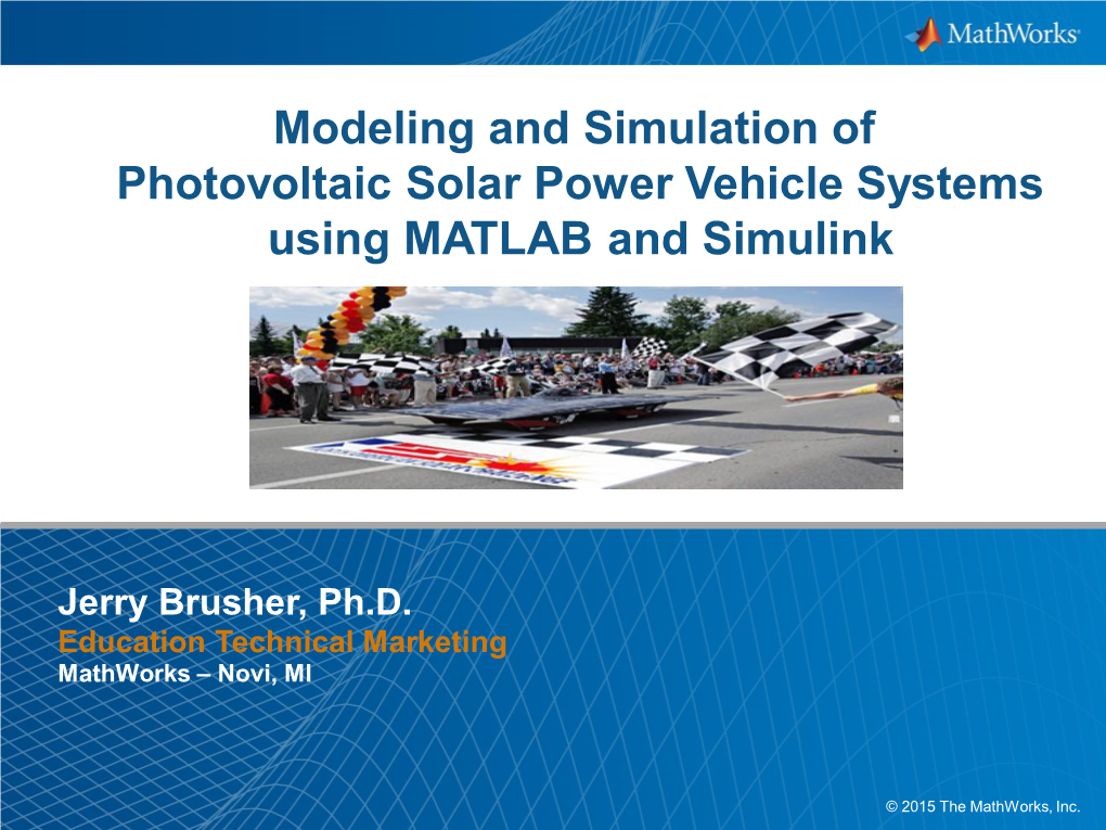 Photovoltaic Solar Power Vehicle Systems Using MATLAB and Simulink