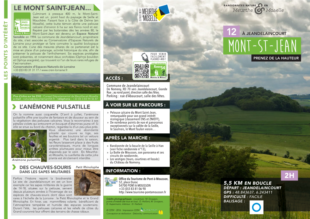Mont-Saint-Jean Est Devenu Un Espace Naturel À JEANDELAINCOURT Sensible En 1994
