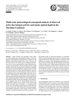 Multi-Scale Meteorological Conceptual Analysis of Observed Active Fire Hotspot Activity and Smoke Optical Depth in the Maritime