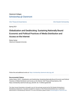 Globalization and Geoblocking: Sustaining Nationally Bound Economic and Political Practices of Media Distribution and Access on the Internet