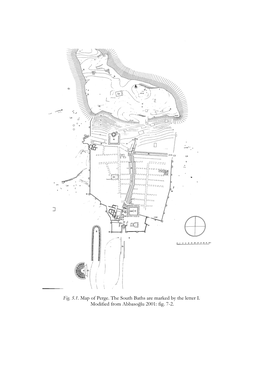 Fig. 5.1. Map of Perge. the South Baths Are Marked by the Letter I