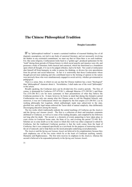 The Chinese Philosophical Tradition
