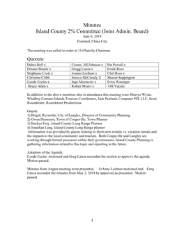 Minutes Island County 2% Committee (Joint Admin