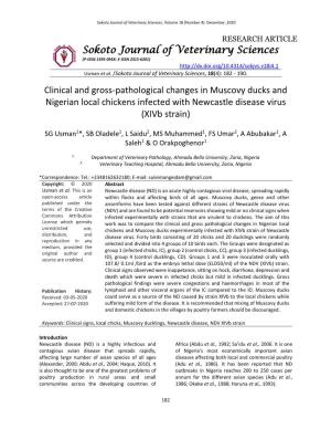 Sokoto Journal of Veterinary Sciences Clinical and Gross-Pathological Changes in Muscovy Ducks and Nigerian Local Chickens Infec