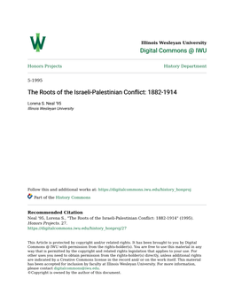 The Roots of the Israeli-Palestinian Conflict: 1882-1914