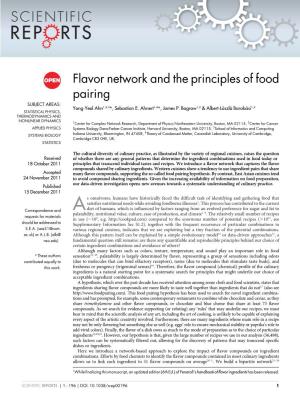 Flavor Network and the Principles of Food Pairing SUBJECT AREAS: Yong-Yeol Ahn1,2,3*, Sebastian E