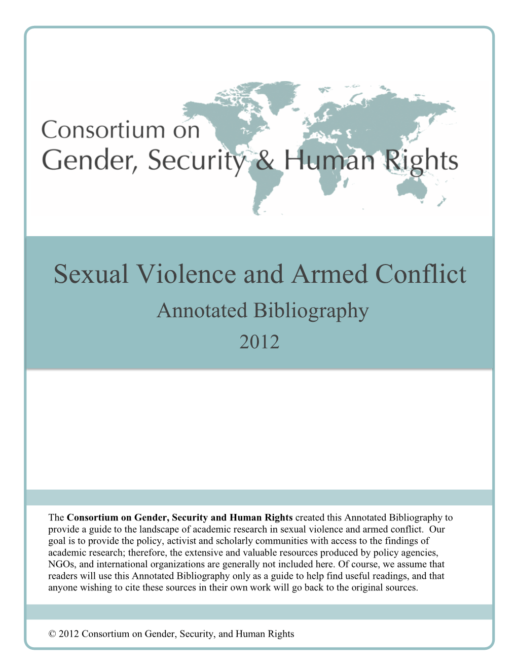 Sexual Violence and Armed Conflict Annot Bib + JC