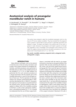 Anatomical Analysis of Preangular Mandibular Notch in Humans