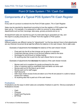 Point of Sale System / Till / Cash out Components of a Typical POS System/Till /Cash Register