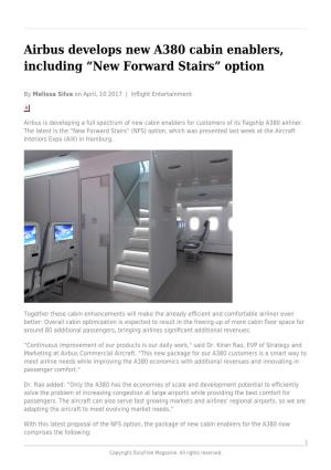Airbus Develops New A380 Cabin Enablers, Including “New Forward Stairs” Option