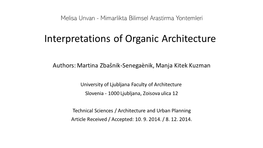 Interpretations of Organic Architecture