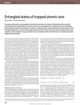 Entangled States of Trapped Atomic Ions Rainer Blatt1,2 & David Wineland3